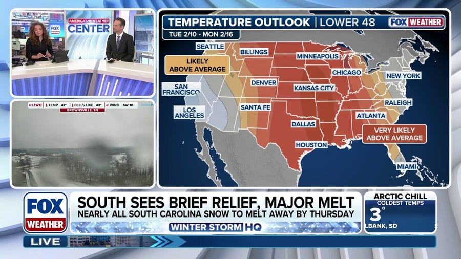 South sees brief winter warm-up, major melt of remaining snow and ice
