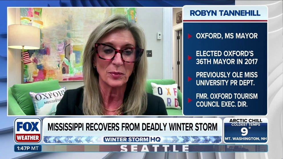 Mayor of Oxford, Mississippi, Robyn Tannehill, joins FOX Weather to share the latest updates on the recovery efforts in the city after a deadly winter storm knocked out power for thousands of residents.