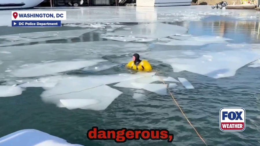 Washington DC officials warn people to stay off the icy Potomac River