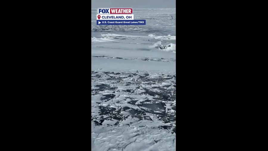 U.S. Coast Guard preforms ice-breaking operations on Lake Erie