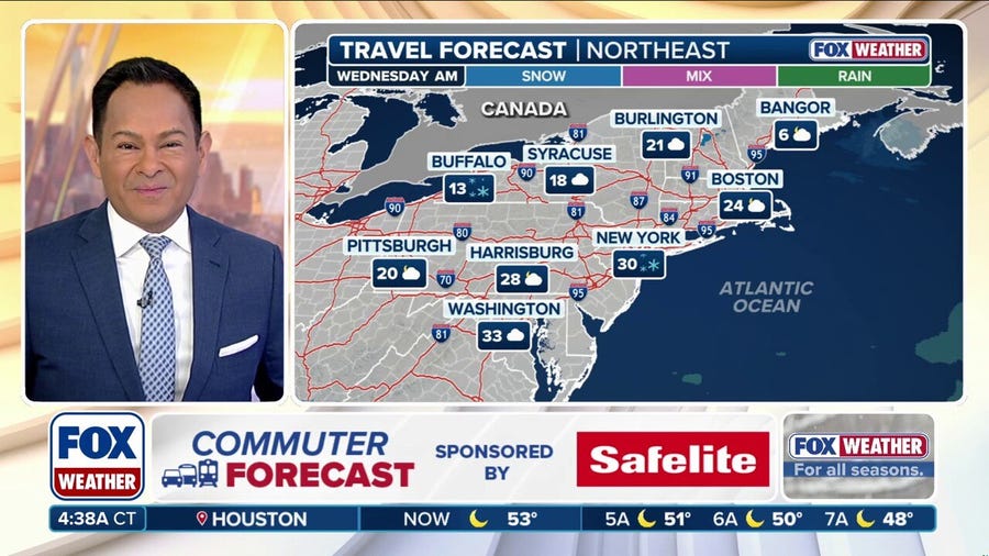 Light rain and snow could impact travel across Gulf Coast and East