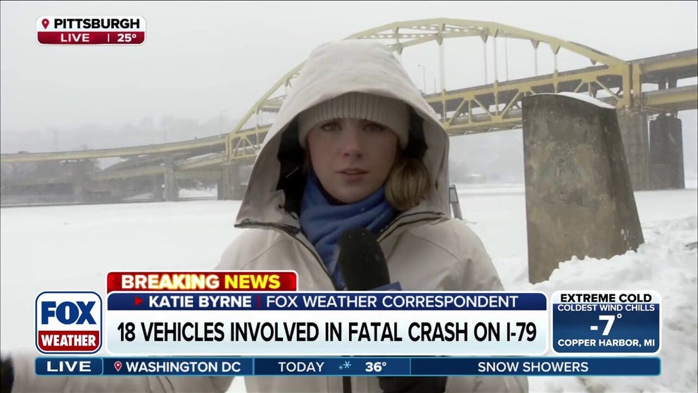A fast-moving snowstorm is bringing periods of whiteout driving conditions to parts of the Ohio Valley and the interior Northeast. A deadly 18-vehicle crash was reported on Interstate 79 in western Pennsylvania. FOX Weather Correspondent Katie Byrne has the latest on the winter conditions in Pittsburgh.