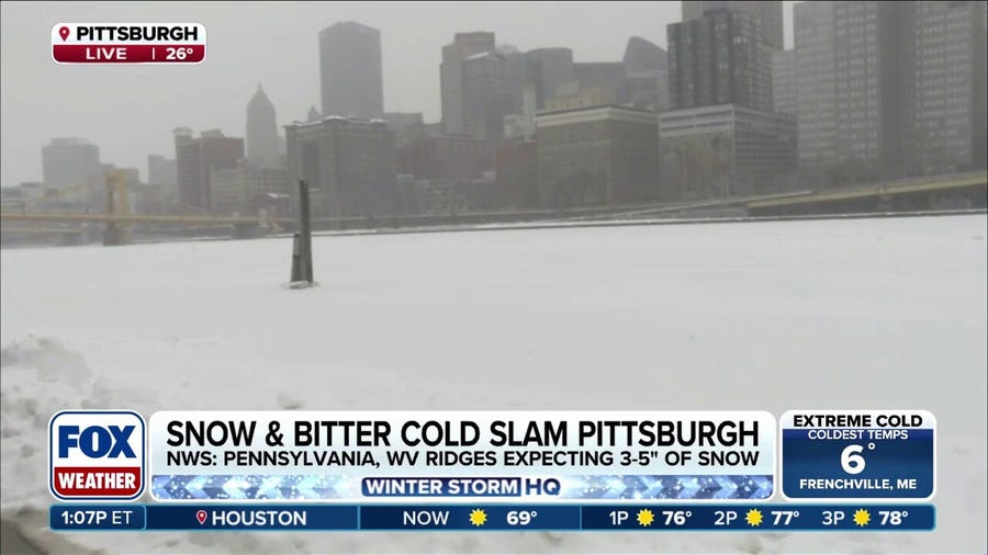 Pittsburgh smacked with snow from fast-moving clipper system as bitter cold grips the region