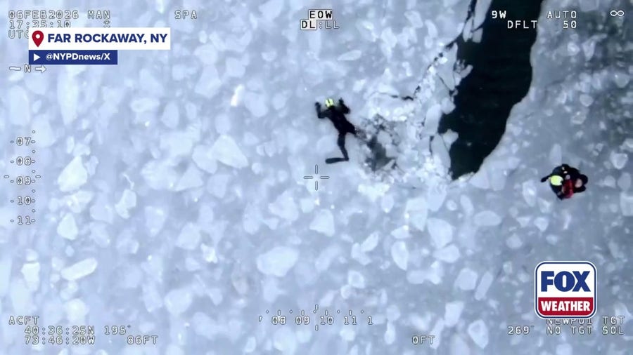 Watch: 3 rescued after falling through icy waters in Queens