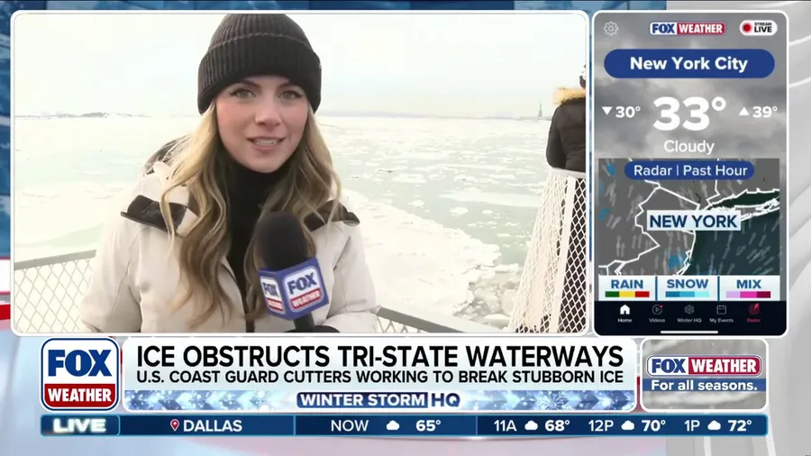 Ice disrupts ferry service in New York as temperatures rise above freezing