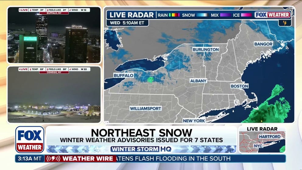 A clipper system continues to move through New England Wednesday morning, bringing some additional snowfall before exiting the Northeast. The system delivered over 7 inches of fresh powder to southern New Hampshire from Tuesday into Wednesday. Winter Weather Alerts remain in effect for parts of the region. Stay with FOX Weather for the latest updates.
