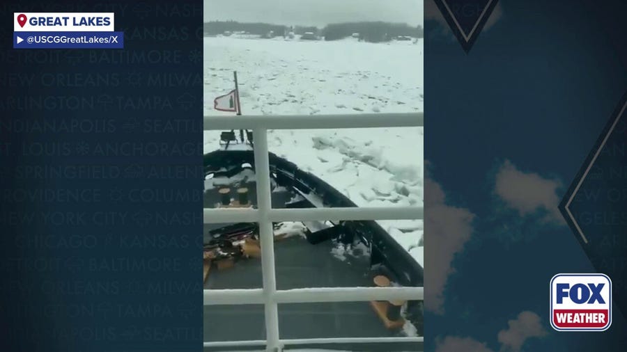 Watch: US Coast Guard frees boat stuck in ice in St. Mary's River