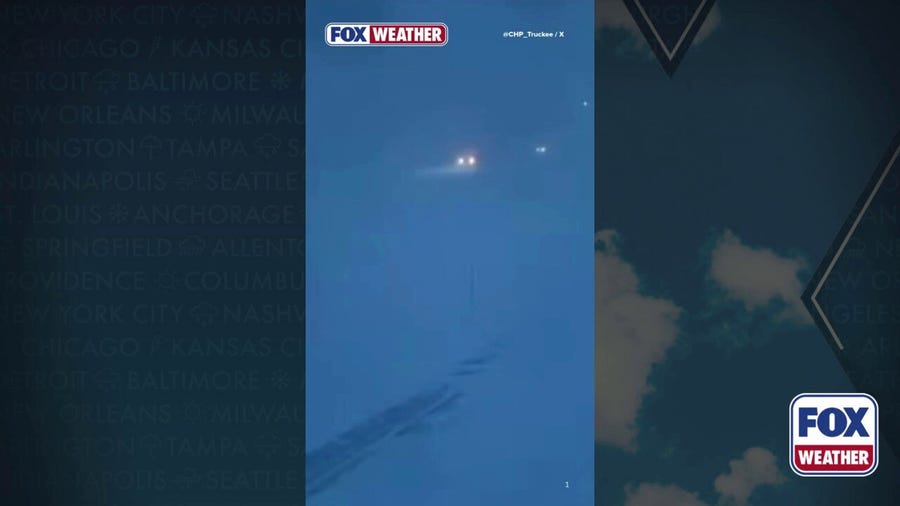 Massive snow hits eastbound I 80 near Castle Peak