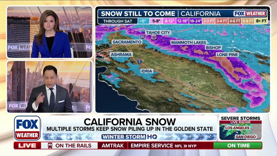 California mountains slammed by blizzard conditions, 10 feet of snow could fall across Sierra peaks