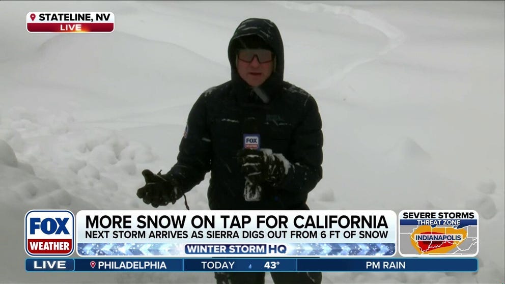 FOX Weather Correspondent Robert Ray is live from Stateline, Nevada, reporting from deep snow as he navigates treacherous conditions. An avalanche warning remains in effect, highlighting the continuing high risk for anyone in the area. Stick with FOX Weather for the latest updates on the conditions: