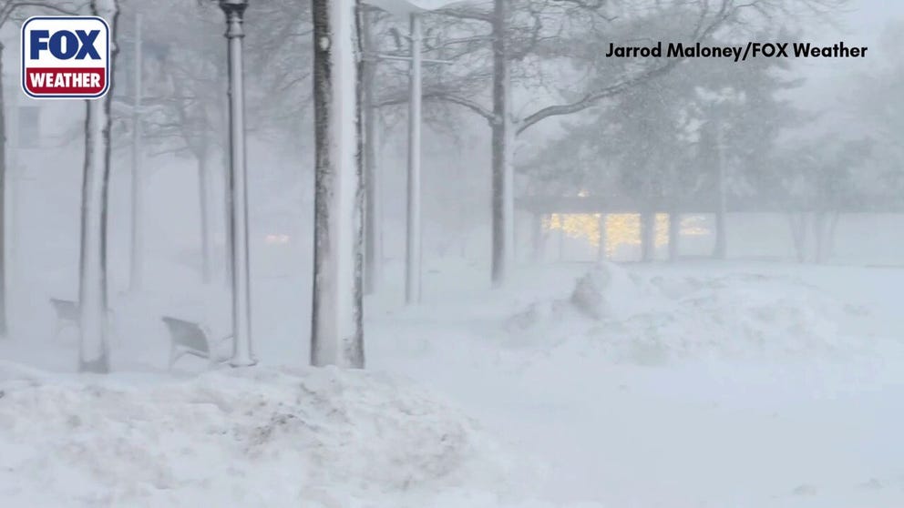 A Blizzard Warning is in effect across Boston Monday. Wind gusts reached 59 mph Monday morning at Boston Logan International Airport and are expected to intensify through the day.