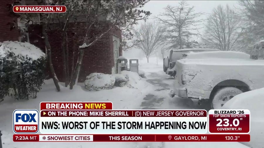 New Jersey Governor Mikie Sherrill joins FOX Weather to discuss current conditions across the state amid a powerful blizzard