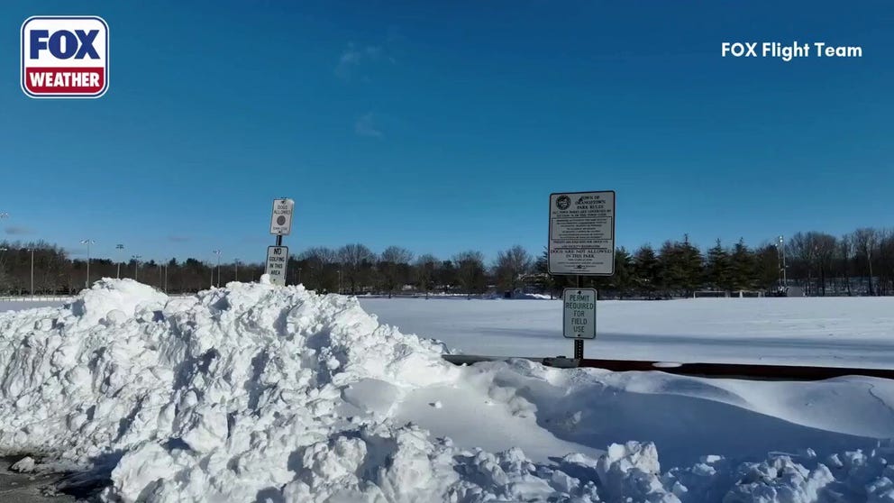Drone video captured by the FOX Flight Team shows stunning views in Orangetown, New York after a historic blizzard moved through the area earlier this week. 14-17 inches of snow is believed to have fallen on the area.