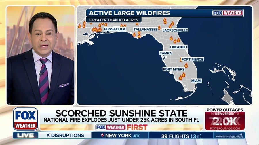Massive Florida wildfire shuts down Interstate 75 along Alligator Alley amid historic drought