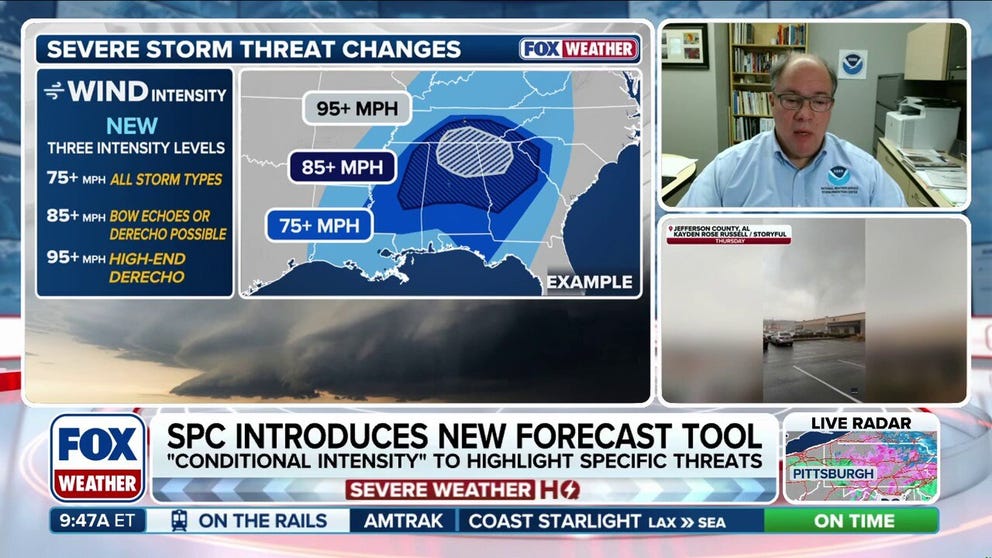 The SPC has introduced changes to their severe weather outlook, introducing new intensity levels to highlight specific threats for storms. Bill Bunting, Storm Prediction Center deputy director, joins FOX Weather to talk about how these changes will allow forecasters to convey how strong the impacts of a severe day might be. 