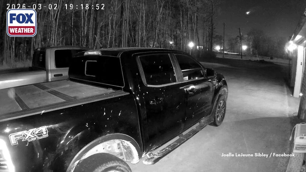 At-home footage in Walker, Louisiana, captured the moment a bright fireball streaked across the night sky on March 2. 
