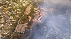 Watch: Dramatic aerial footage shows LA firefight from above