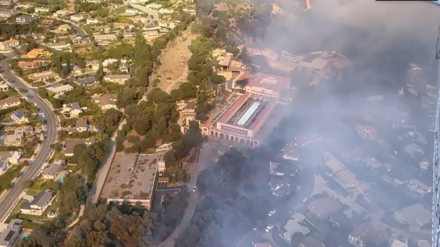 Watch: Dramatic aerial footage shows LA firefight from above