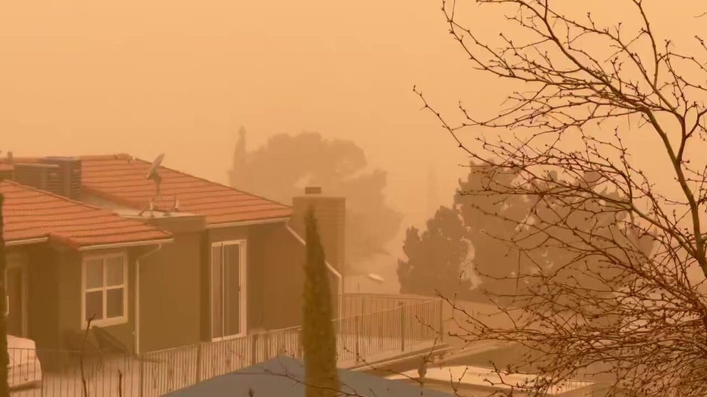 A dust storm swept across El Paso, Texas Thursday afternoon making for orange skies.