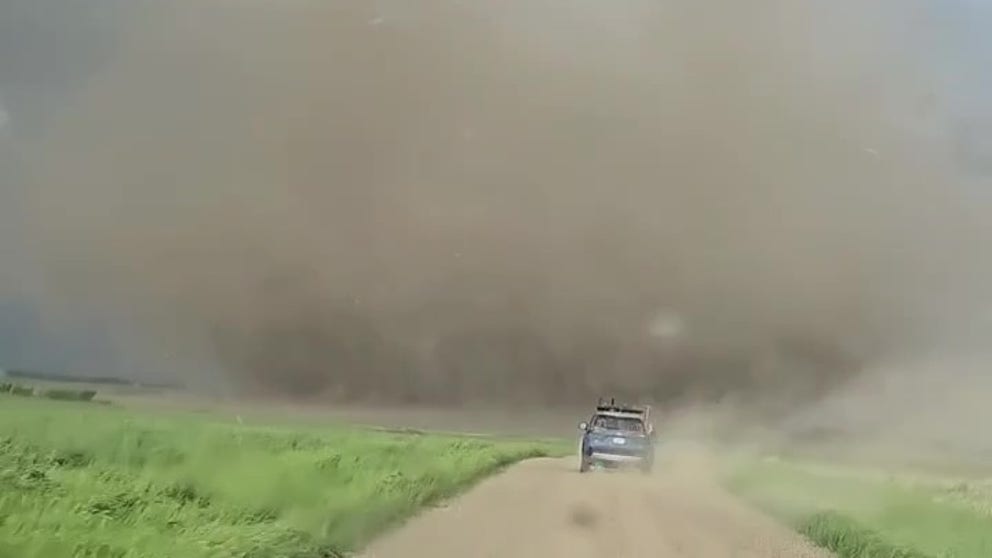 FOX Weather storm tracker Brandon Copic was chasing storms in western Manitoba and eastern Saskatchewan when the twister formed along remote farmland near the Saskatchewan town of Alameda.