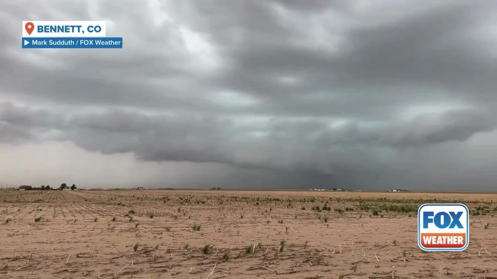 FOX Weather Storm Tracker Mark Sudduth was out chasing severe storms near Denver and Bennett, Colorado, on Tuesday afternoon.