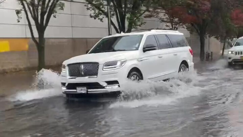 Heavy rains and coastal flooding are causing problems around the New York City area. Several inches of water have flooded the Westside Highway in Chelsea