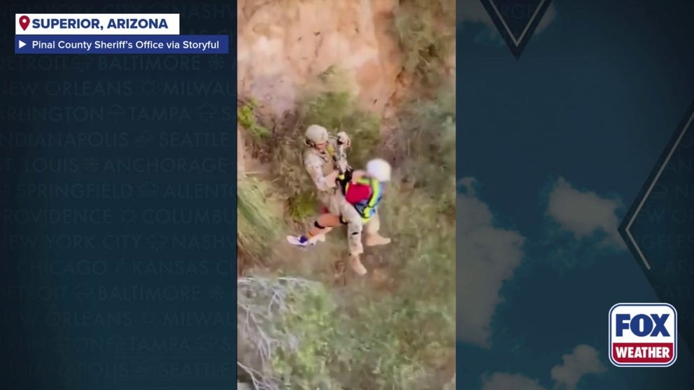 A 57-year-old hiker is rescued from a mountain trail near Superior, Arizona after breaking her ankle. 