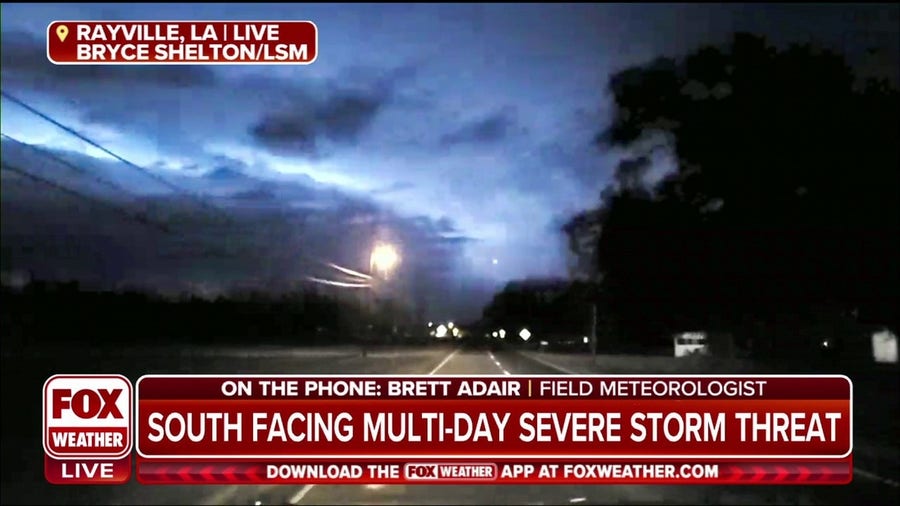 'Two feet of water in off ramps' near Monroe, Louisiana says field meteorologist