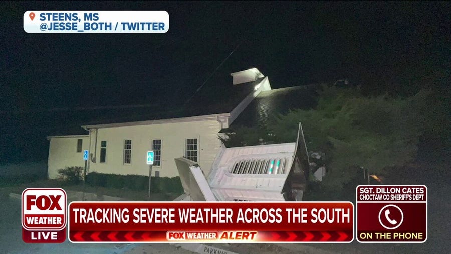 '5 to 6 homes severely damaged' by tornado-warned storms in Choctaw County, MS