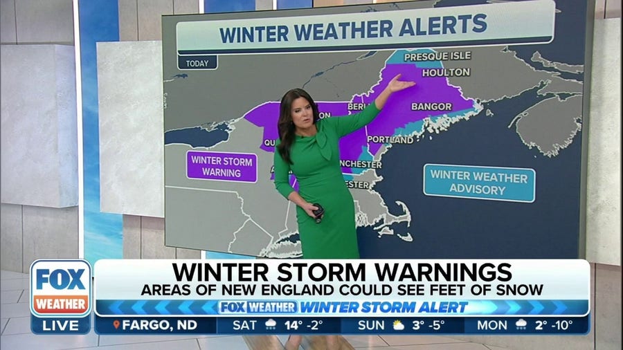 Areas of New England could see feet of snow Saturday