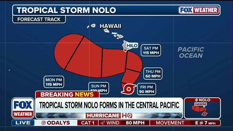 Tropical Storm Nolo forms, expected to threaten Hawaii as a major hurricane over the weekend