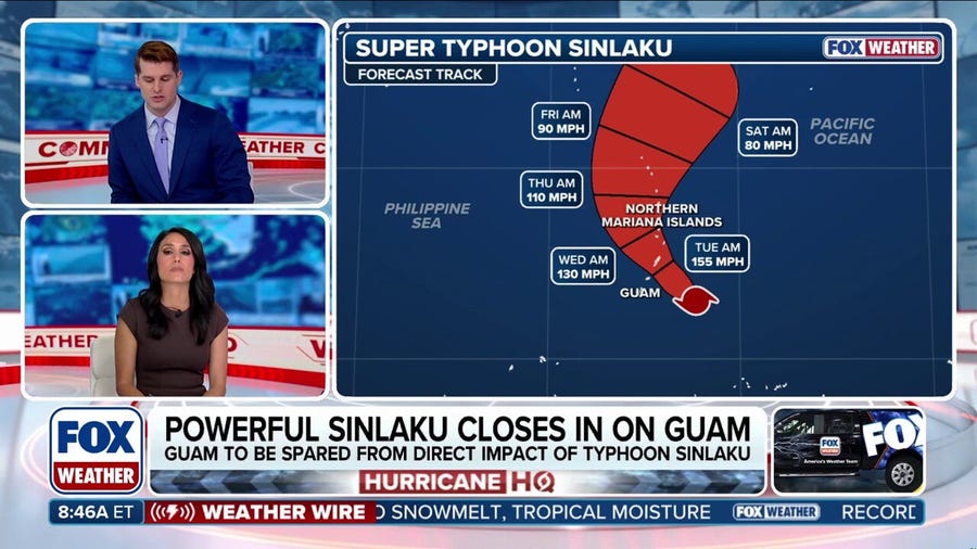 Super typhoon Sinlaku bears down on Guam and Northern Mariana Islands