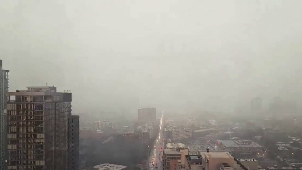 Timelapse video shows a severe storm moving into Chicago bringing heavy rainfall, gusty wind and thunderstorms. Currently, close to 172,000 customers are without power in Cook County, Illinois.