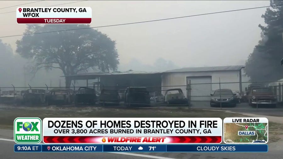 Brantley County fire expands overnight, prompting evacuations, with more than 40 structures destroyed