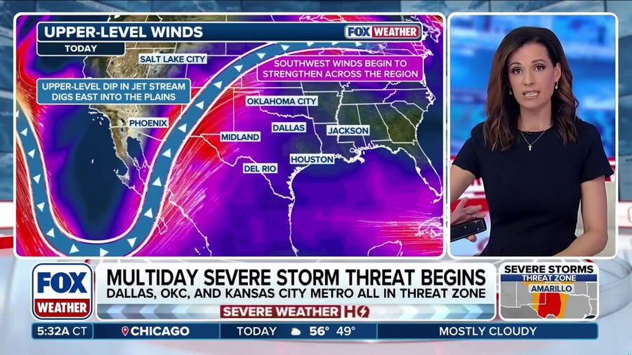 Multi-day severe storm threat kicks off across Texas, the Plains