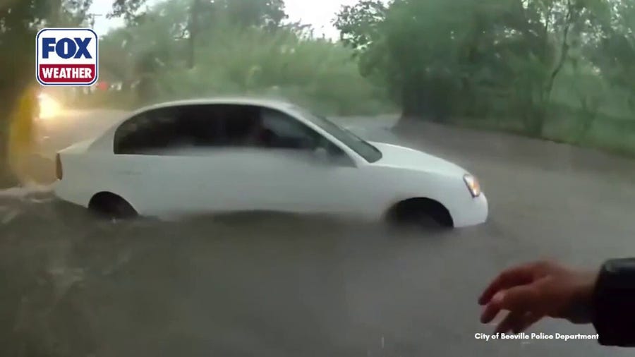 Infant rescued from car stranded in rushing Texas floodwater