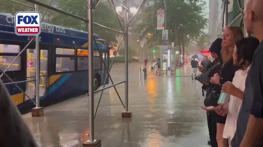 New York City smashed by severe storms, forcing bus passengers running