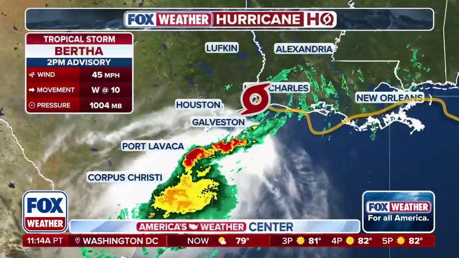 Tropical Storm Bertha unraveling after making landfall in Texas