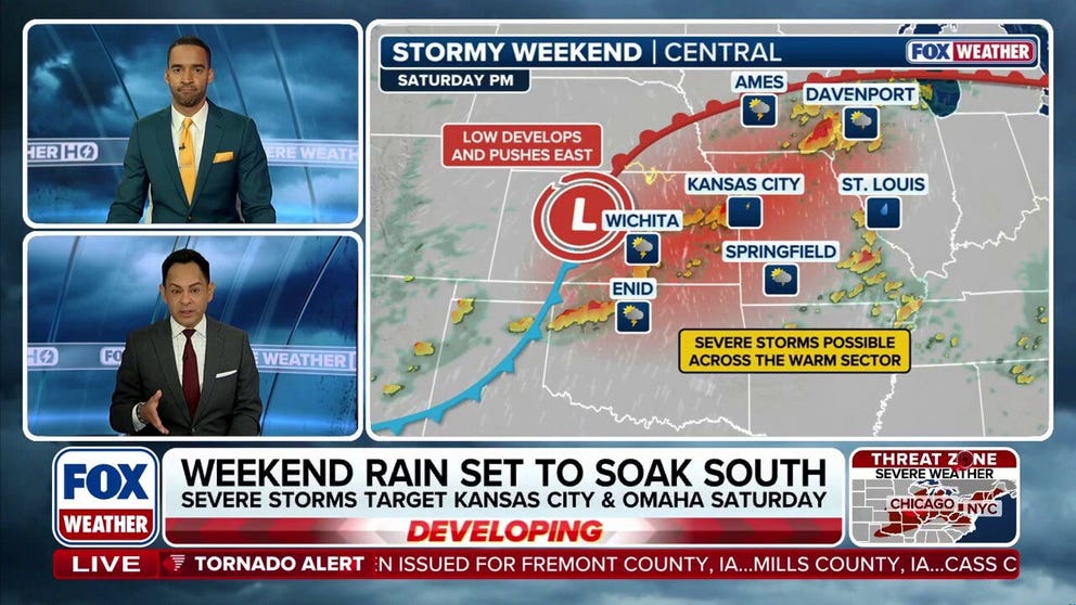 Tropical moisture is fueling the chance for severe storms across the central and southern U.S. This is once again putting areas in the Midwest on alert for damaging winds and hail, while the South braces for additional flood risks. Latest: