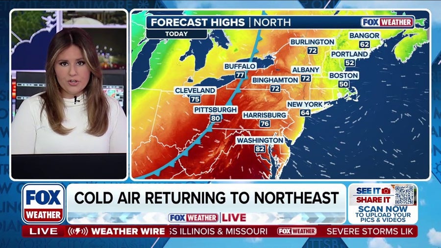 Major temperature swing heading to the Northeast