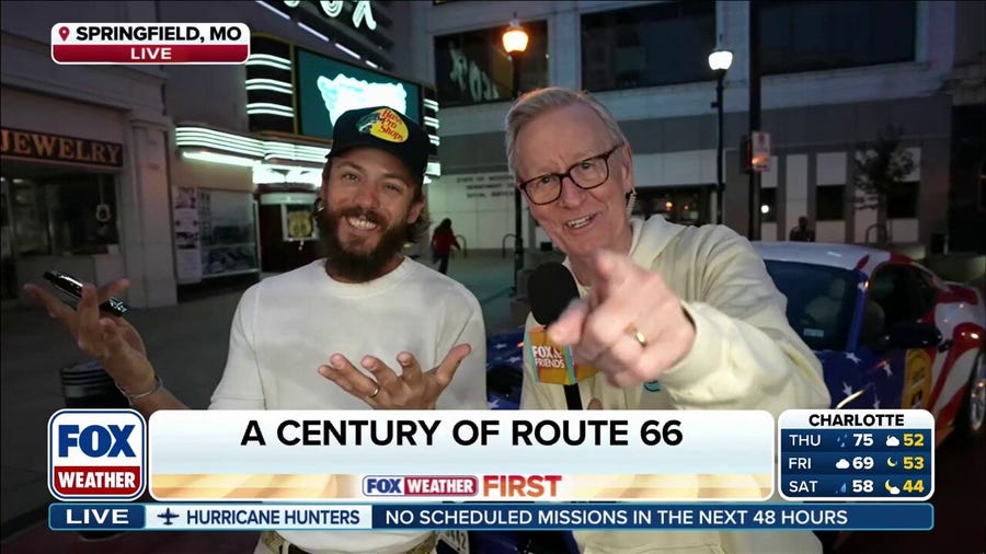 Country music star Chris Janson helps FOX & Friends Coast-To-Coast Host Steve Doocy celebrate Route 66 