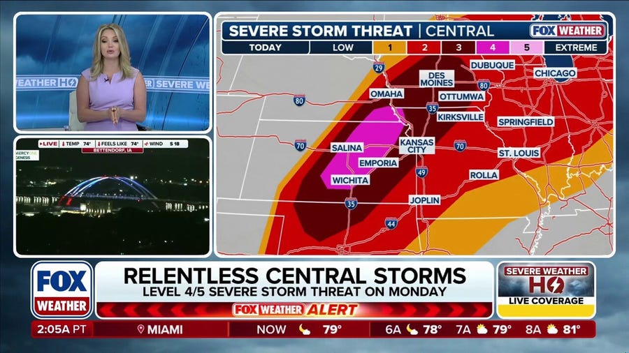 Severe weather outbreak expected, including violent tornado threat for Central Plains Monday