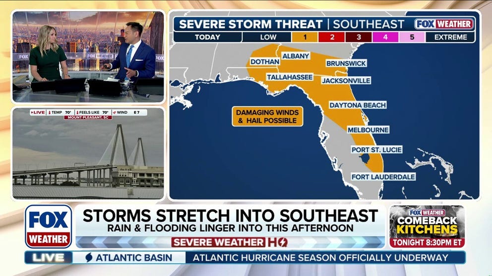 Millions along the Gulf Coast and across parts of the Southeast are under a flash flood threat from another round of heavy rain on Tuesday, in addition to severe storms that are forecast to redevelop over much of Florida. 