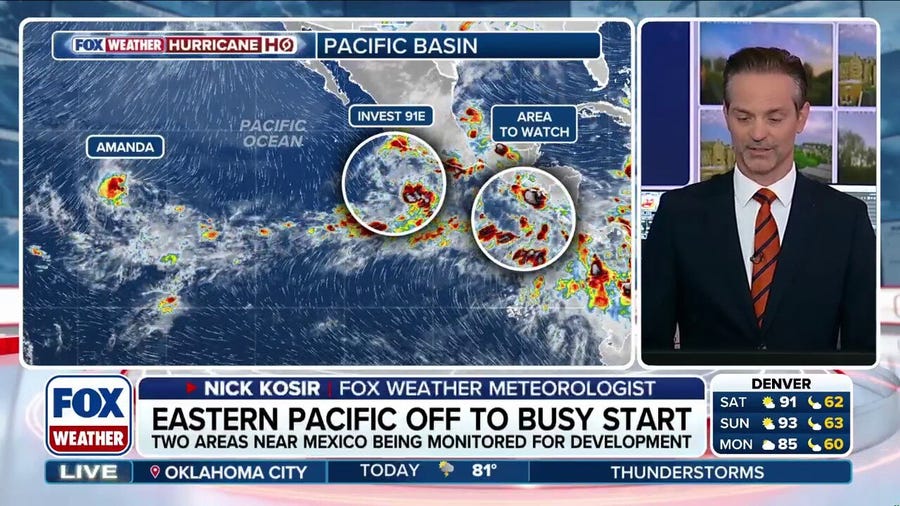 Eastern Pacific off to a busy start with 2 other systems behind Tropical Storm Amanda