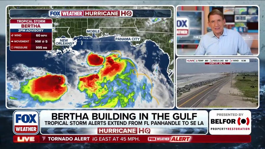 Tropical Storm Bertha brews in the Gulf of America, threatening many coastal communities