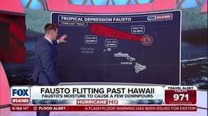 Fading Tropical Depression Fausto continues losing strength west of Hawaii