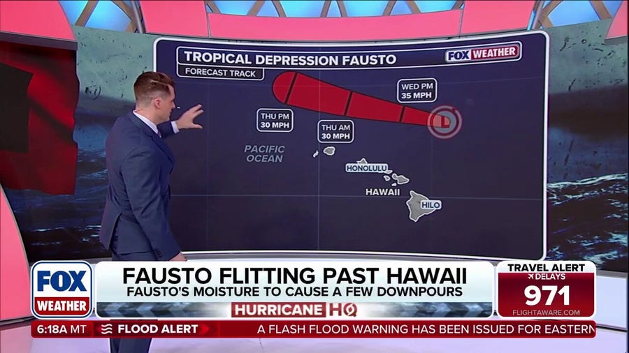 Fading Tropical Depression Fausto continues losing strength west of Hawaii