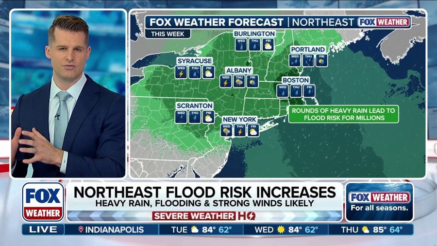 Millions across Northeast, I-95 corridor face growing flood threat this week
