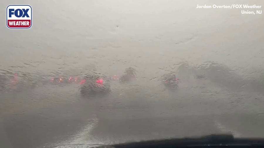 Blinding rain slams Union, New Jersey