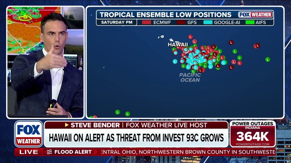INVEST UPDATE: FOX Weather Meteorologist Steve Bender shares an update on the development of Invest 93C as the storm targets Hawaii later this week.